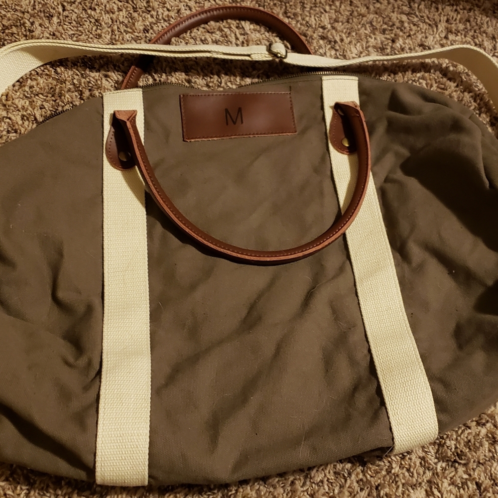 GUC Leather and Canvas Lined Duffle Bag